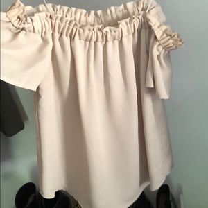 Off the shoulder chambray shirt